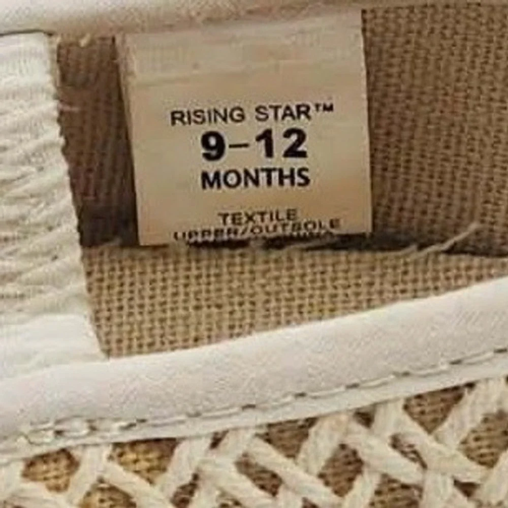 Rising Star Baby Girl Ivory Crochet Lace Espadrille‎ Flats  9-12 Months READ